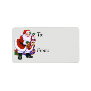Santa With Toys Vintage Gift Tag
