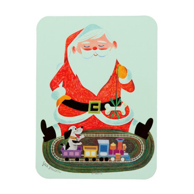 Santa with Train Magnet (Vertical)