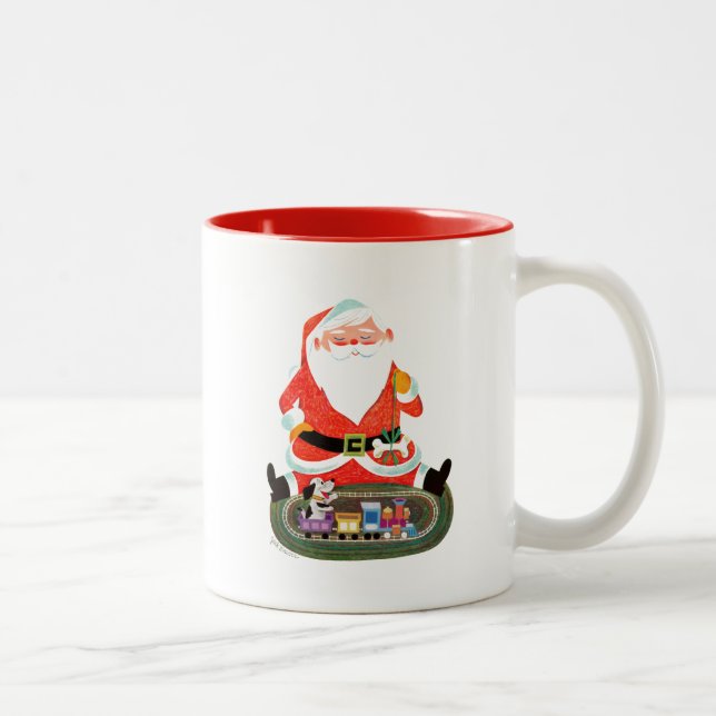 Santa with Train Two-Tone Coffee Mug (Right)