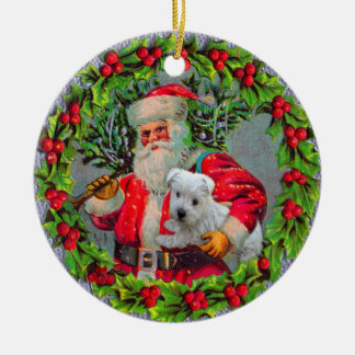 Santa with Westie Ornament