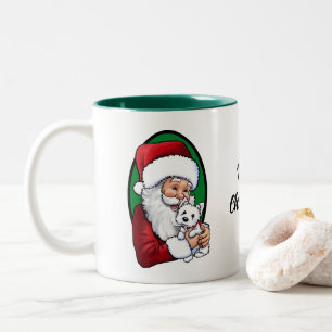 Santa With Westie Two-Tone Coffee Mug