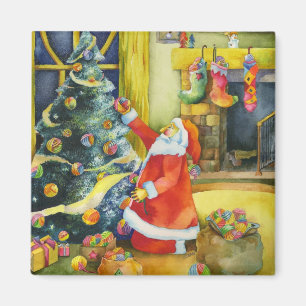 Santa with Yarn Balls: Christmas Magnet