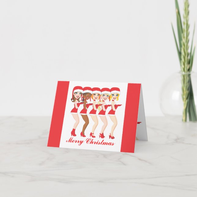 Santa Women Dance Holiday Card (Front)