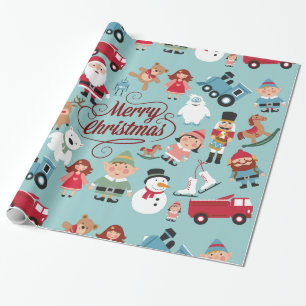 Santa Workshop Toys Elves Christmas Wrapping Paper