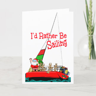Santa Would Rather Be Sailing at Christmas Holiday Card