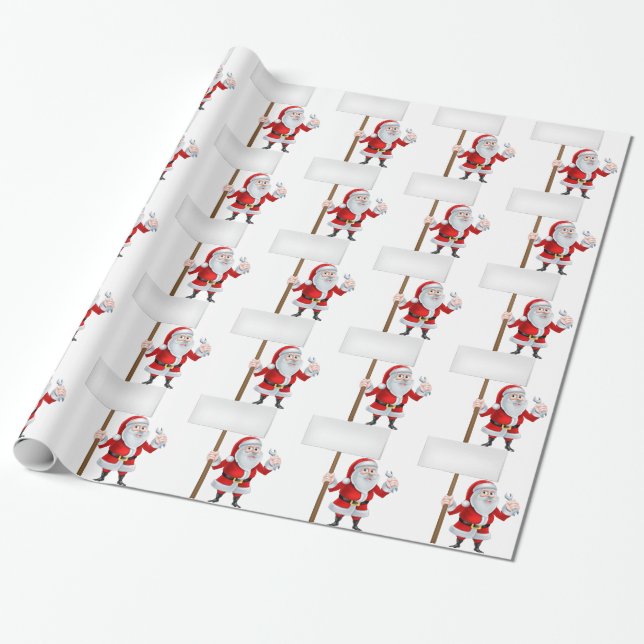 Santa Wrench Sign Wrapping Paper (Unrolled)