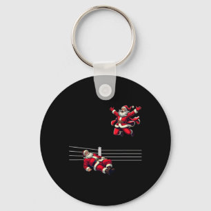 Santa Wrestling Christmas Wrestler Funny Xmas Keychain