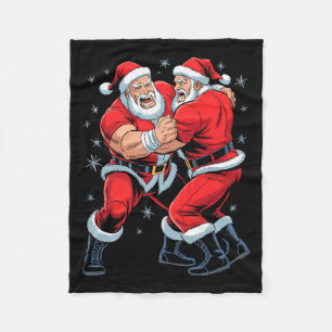 Santa Wrestling Lover Funny Wrestler Xmas Christma Fleece Blanket