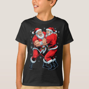 Santa Wrestling Lover Funny Wrestler Xmas Christma T-Shirt