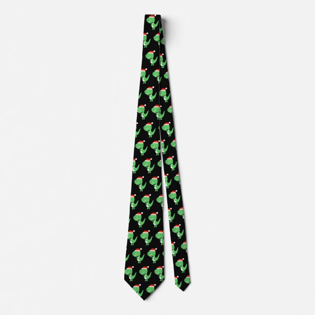 Santa Xmas Christmas Dinosaur Dino tie (Front)
