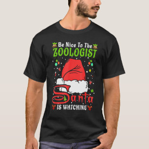 Santa Xmas Pajamas Be Nice To The Zoologist Christ T-Shirt