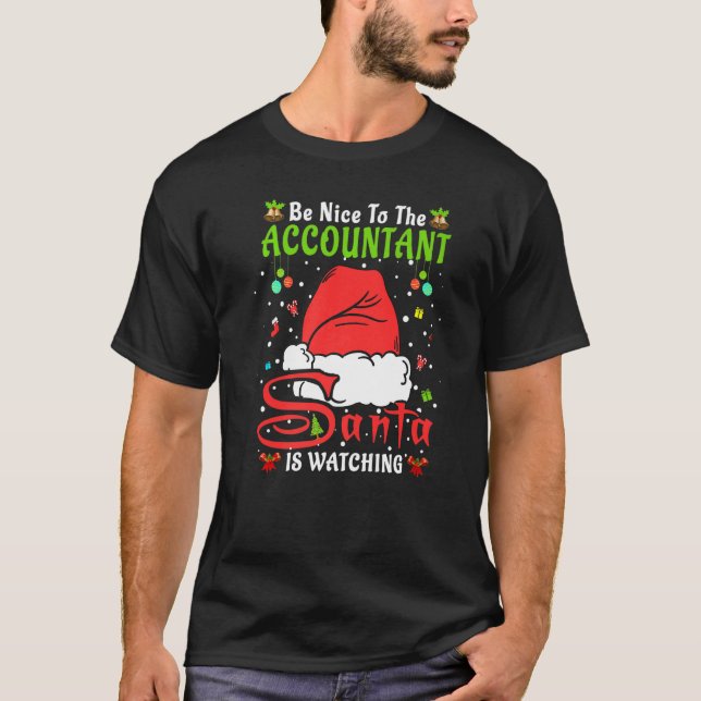 Santa Xmas Pyjamas Be Nice To The Accountant Chris T-Shirt (Front)