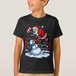 Santa Xmas Snow Lights Wrestling Funny Wrestling C T-Shirt