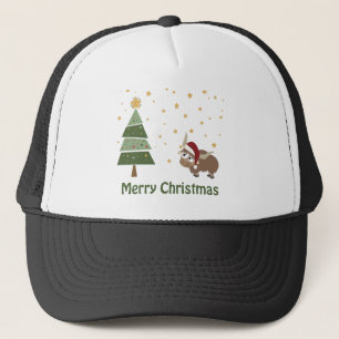 Santa Yak Christmas Scene Trucker Hat