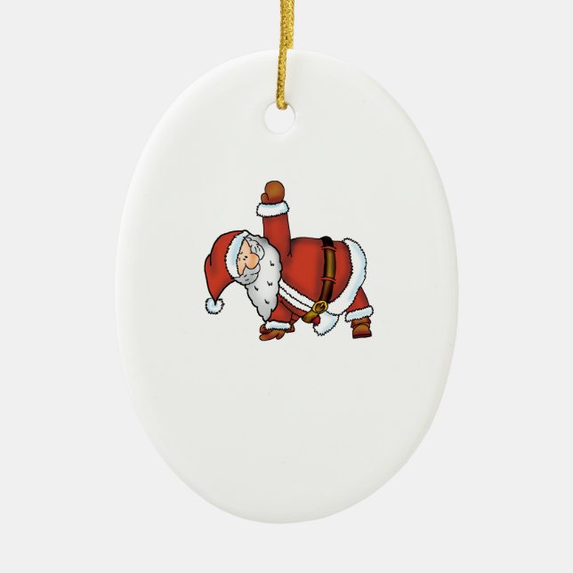 Santa Yoga - Christmas Design with a Yoga Santa Ceramic Ornament (Front)