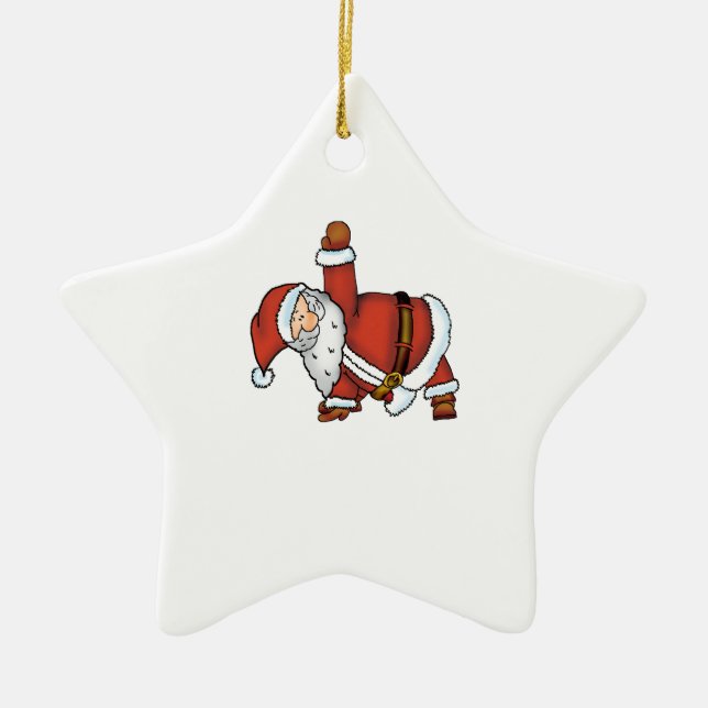 Santa Yoga - Christmas Design with a Yoga Santa Ceramic Ornament (Front)