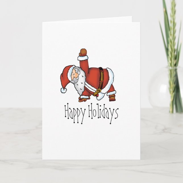 Santa Yoga - Christmas Design with a Yoga Santa Holiday Card (Front)