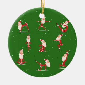 Santa Yoga Poses Ceramic Ornament