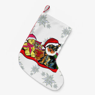 SANTA YORKIE POO SMALL CHRISTMAS STOCKING