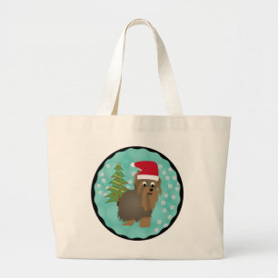 Santa Yorkshire Terrier Large Tote Bag