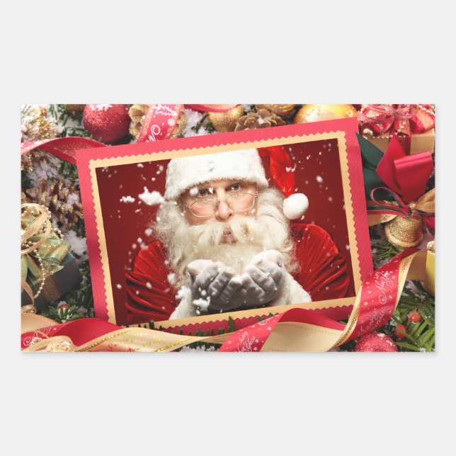Santa / YOUR PHOTO custom Holiday stickers (Front)