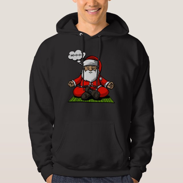 Santa Zen Yoga Meditation Christmas Hoodie (Front)