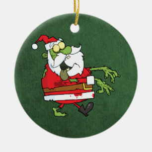Santa Zombie Ceramic Ornament