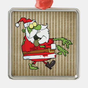 Santa Zombie Metal Ornament