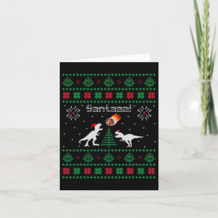 Santaaa Dinosaur Ugly Christmas Sweater Card