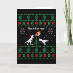 Santaaa Dinosaur Ugly Christmas Sweater  Card