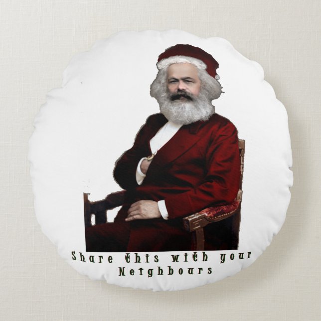 SantaKarl MarxMas Round Pillow (Front)