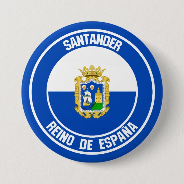 Santander Round Emblem 3 Inch Round Button (Front)