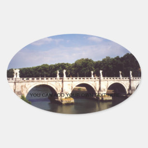 Sant'Angelo Bridge in Rome, Italy Oval Sticker