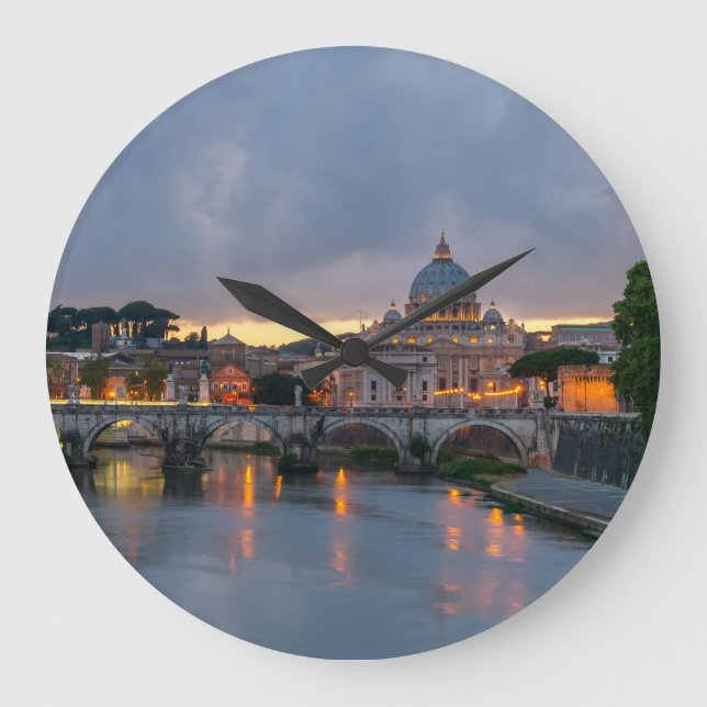 Sant'Angelo bridge Saint Peter Basilica Rome Italy Large Clock (Front)