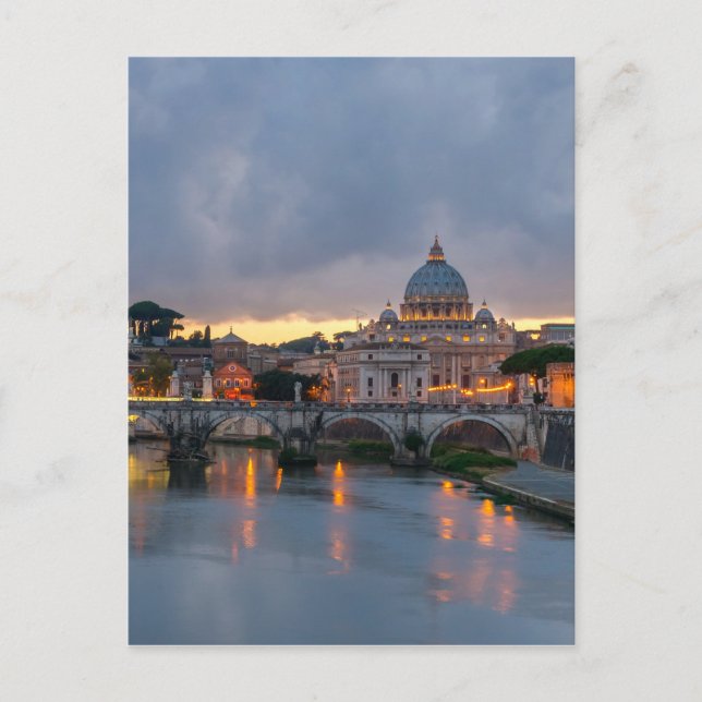 Sant'Angelo bridge Saint Peter Basilica Rome Italy Postcard (Front)