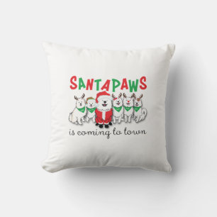 Santapaws is coming to town throw pillow
