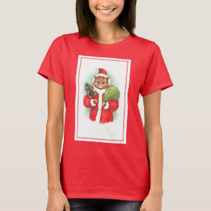 Santapaws Santa Cat by Louis Wain T-Shirt