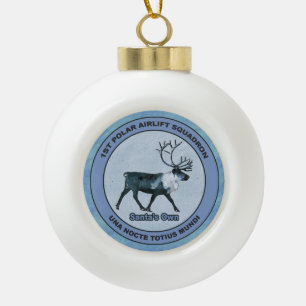 Santa's 1st Polar Airlift Sqdn - Subdued Ceramic Ball Christmas Ornament