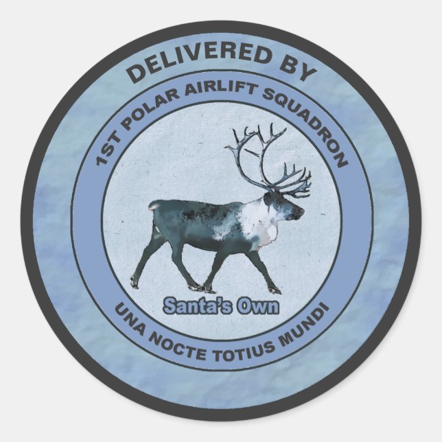 Santa's 1st Polar Airlift Sqdn - Subdued Classic Round Sticker (Front)