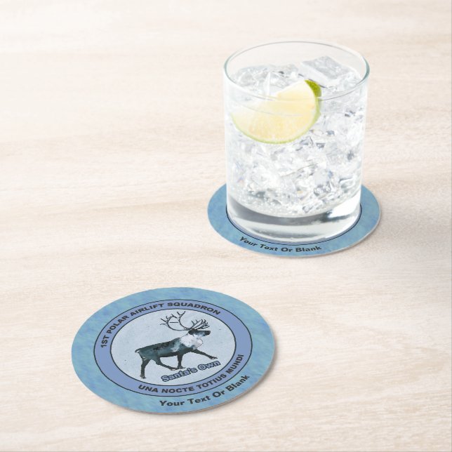 Santa's 1st Polar Airlift Sqdn - Subdued Round Paper Coaster (Insitu)