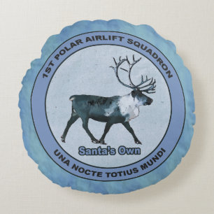 Santa's 1st Polar Airlift Sqdn - Subdued Round Pillow