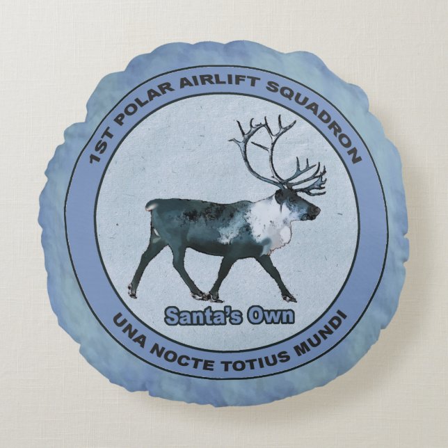 Santa's 1st Polar Airlift Sqdn - Subdued Round Pillow (Front)
