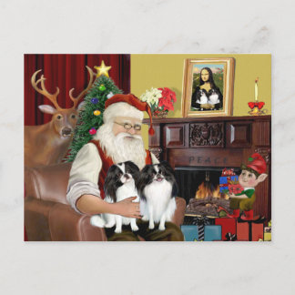 Santa's 2 Japanese Chin Holiday Postcard