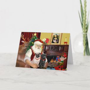 Santa's 2 Pugs Holiday Card