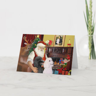 Santa's 2 Standard Poodles Holiday Card