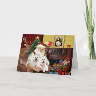 Santa's 2 Westies Holiday Card