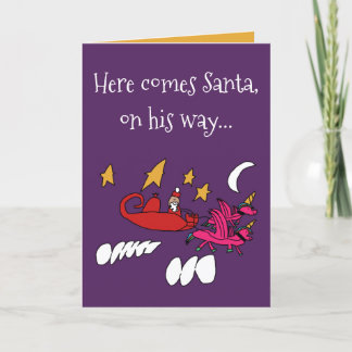 Santa's Alicorn Sleigh Holiday Card