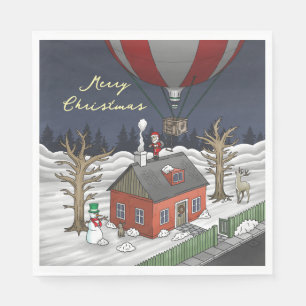 Santa's Balloon Gift Delivery Napkin