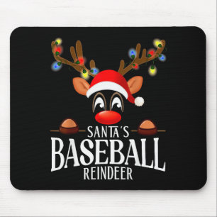 Santa's Baseball Reindeer Funny Xmas Matching Pjs  Mouse Pad