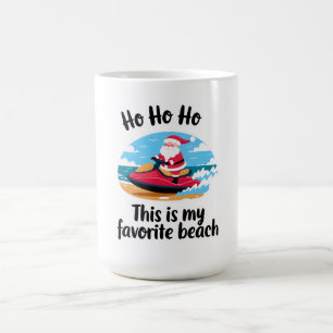 Santa's Beach Adventure: Ho Ho Ho on a Jet Ski! Coffee Mug